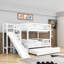 Lit superposé simple au-dessus de simple avec lit gigogne, glissade et escalier de rangement-129222234