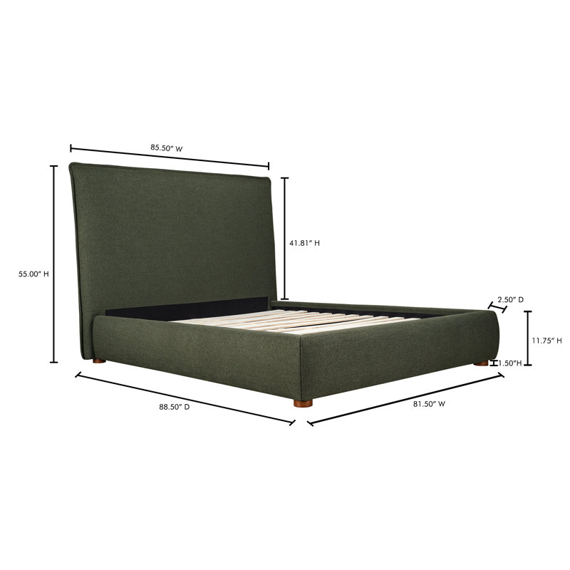 Timothy Upholstered Low Profile Platform Bed, King, Wheat Basketweave, 54