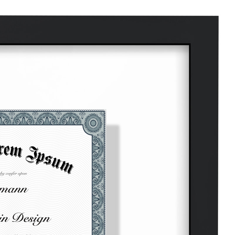 Saylem 12.5" x 15" Floating Picture Frame for Certificates and Diplomas - Black