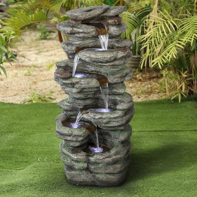 Abdul-Malik Weather Resistant Floor Fountain with Light
