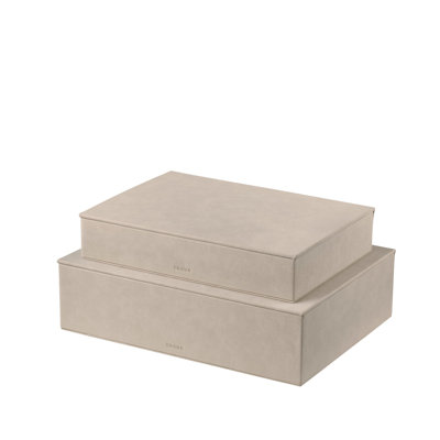 SAHLA - Ensemble de 2 boîtes de rangement en faux suède - Nomade (brun clair)