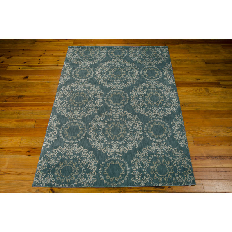 Tapis bleu turquoise Fonzo, Rectangle 3 pi 9 po x 5 pi 9 po
