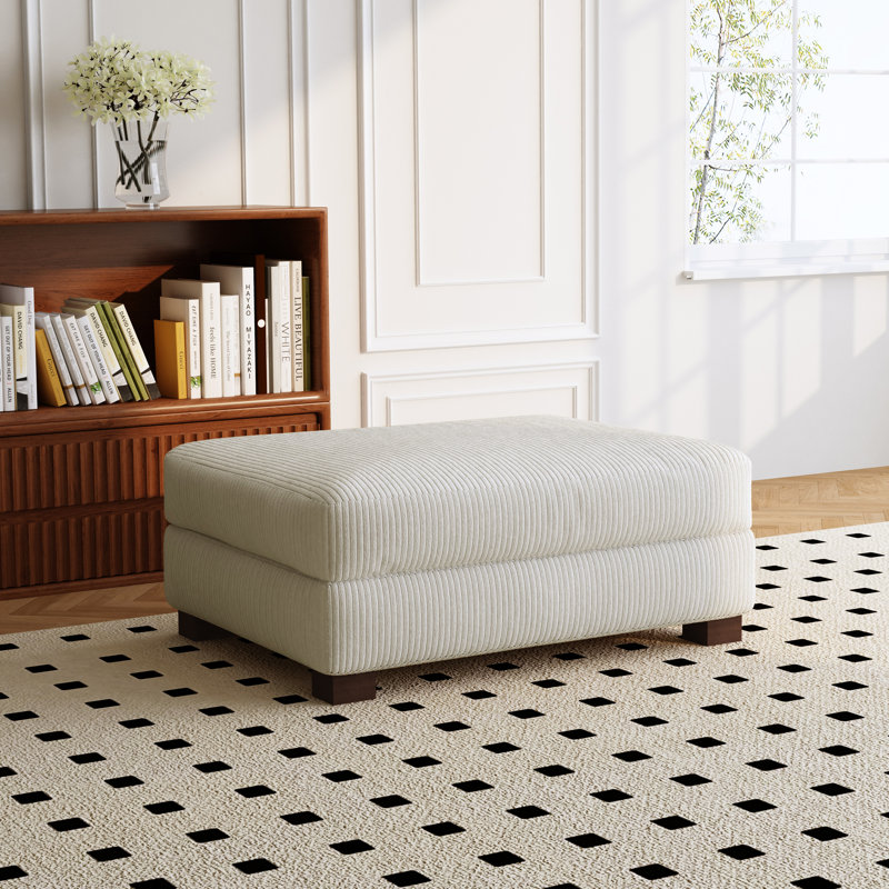 Vontavious 106.7Cm Wide Square Footstool Ottoman, Beige