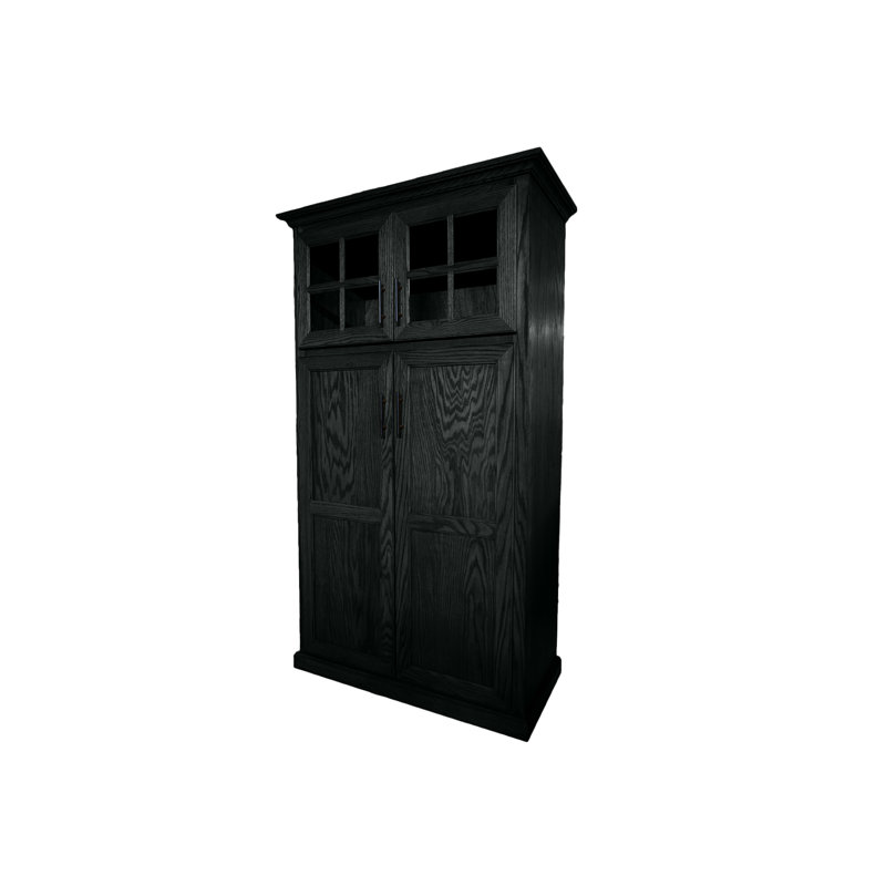 Garde-manger traditionnel en chêne massif avec rangement supérieur, Noir, noir, noir, noir