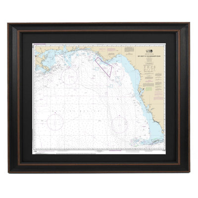 Gulf Coast - Key West To Mississippi River | Nautical Chart | Framed Print