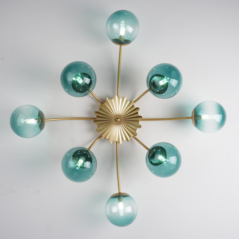 Plafonnier encastré globe en verre bleu marine, 8
