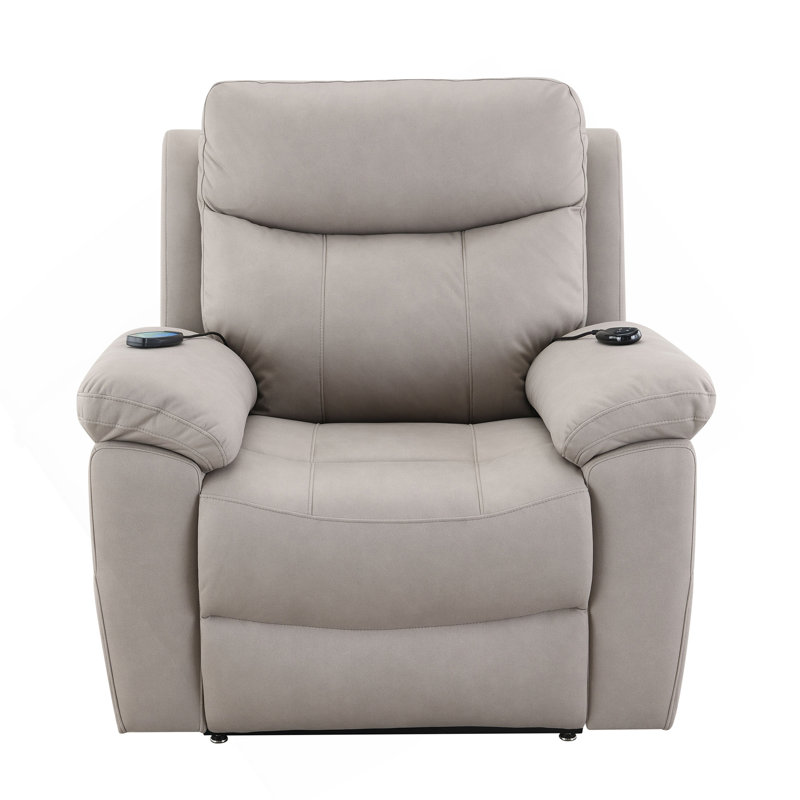 Fauteuil inclinable électrique en microfibre poli Chriki, Microfibre gris clair
