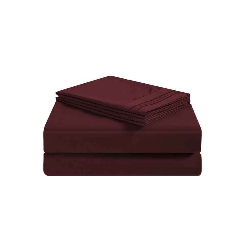 Premium Rayon from Bamboo Sheet Set Deep Pockets, Cooling, Ultra Soft and Breathable, Burgundy