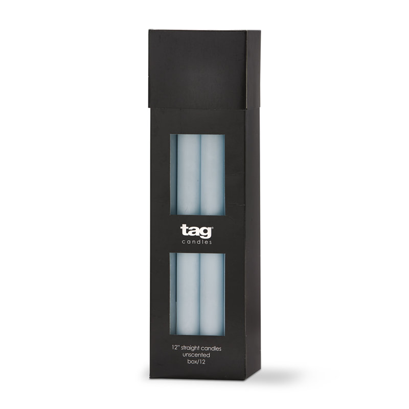 Ensemble de 12 bougies coniques droites Color Studio bleu pâle