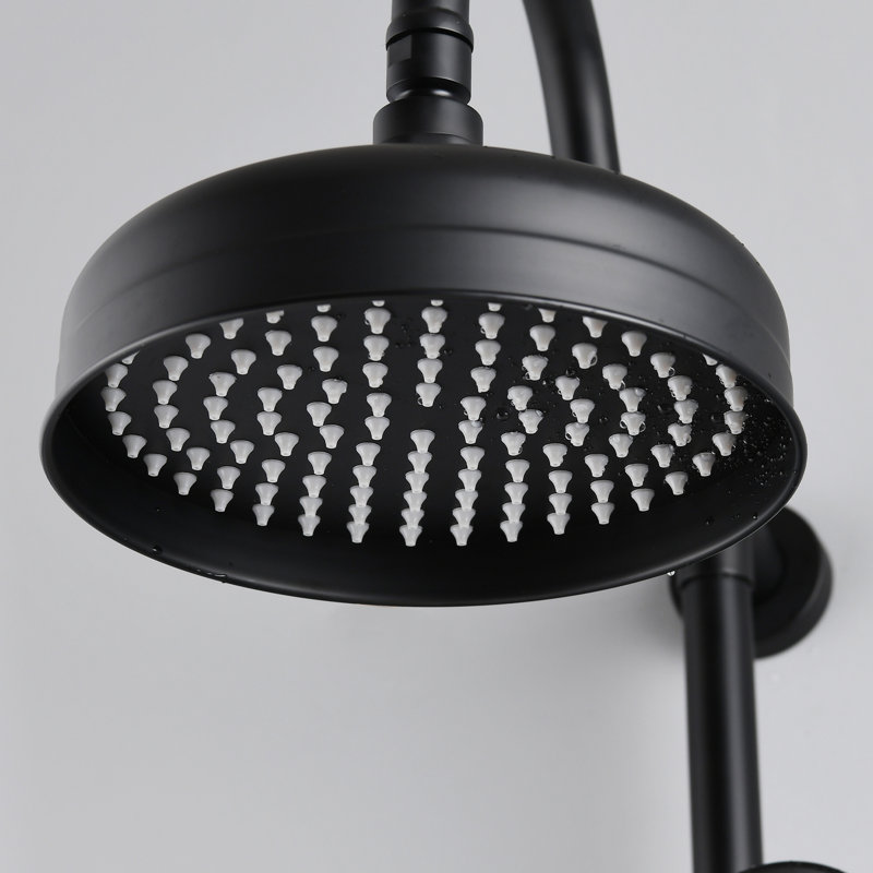 Douche brossée - 8 po de pluie et tête de système portable avec installation facile, Noir