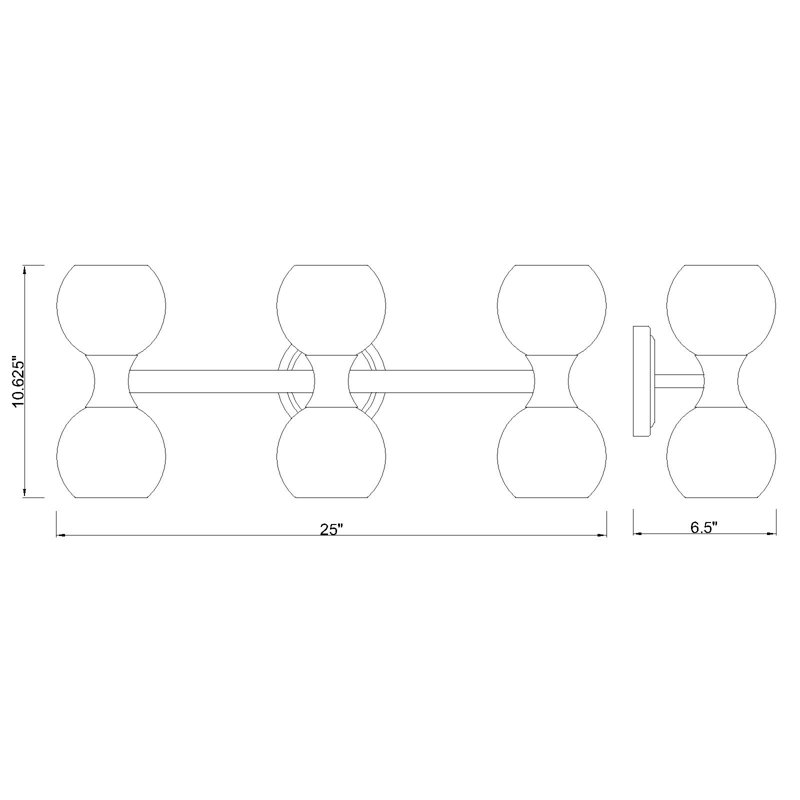 6 - Light Dimmable Vanity Light, Chrome