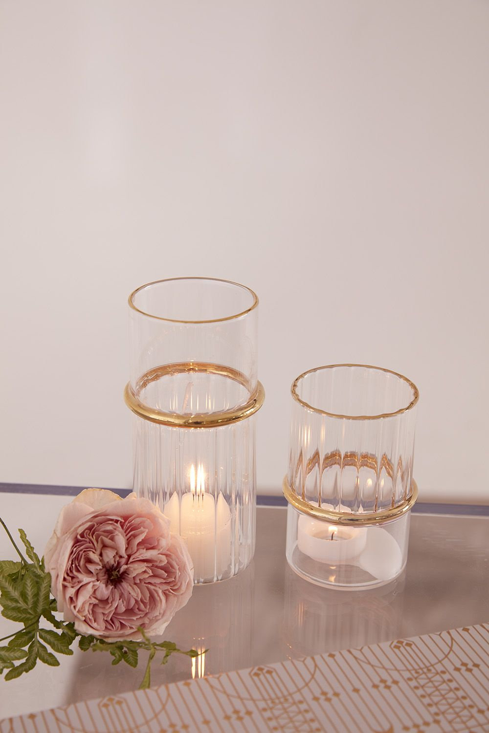Glass Tabletop Votive Holder, 6" H x 2.75" W x 2.75" D