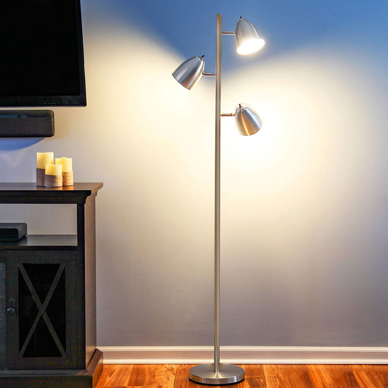 Lampe DEL sur pied à branches 64 "Abriana, Argent
