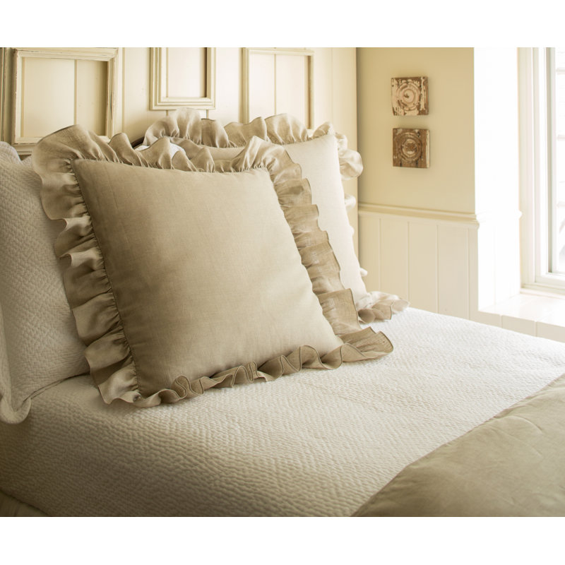Verandah Linen Ruffled Sham, Euro, Natural