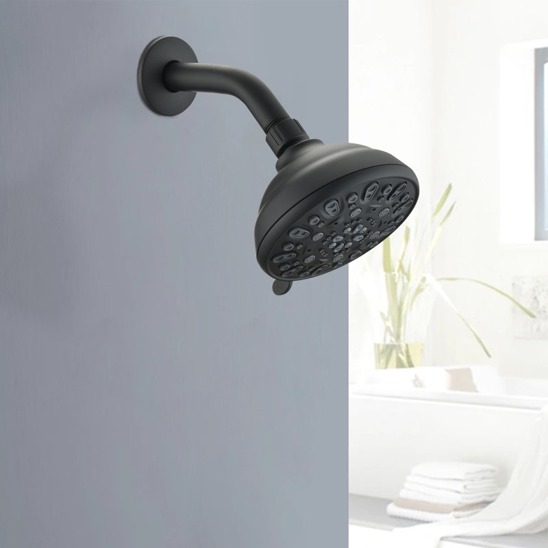 Pomme de douche haute pression 6 "à angle réglable 6" noir mat, Noir mat