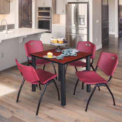 Kee Square Breakroom Table Top, 4 M Stack Chairs