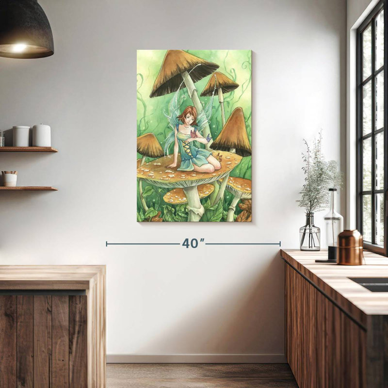Kelan parmi les champignons, H 39 po x l 26 po