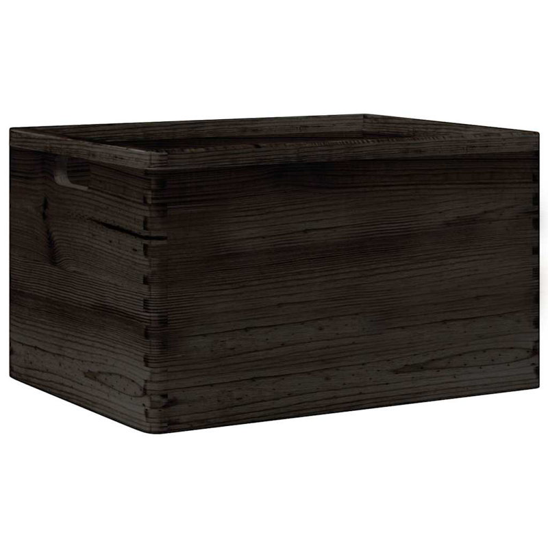  Wooden Box Natural Wood Solid Pine Wood Medium Wooden Box, Black