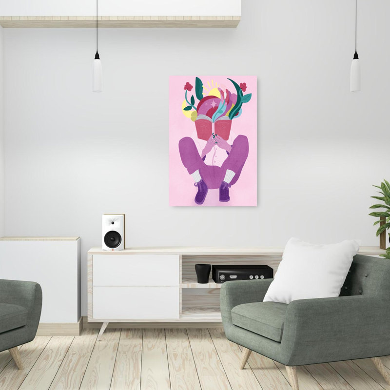 «Reading Imagination Blooms Abstract Colorful Peaceful Nature Flower», reproduction d'art murale, 36" H x 24" W