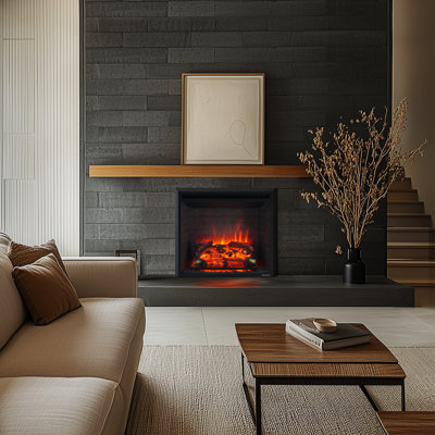Puraflame Ayame 26" Electric Fireplace Insert with Fire Crackling Sound, Remote Control, 750/1500W, Black