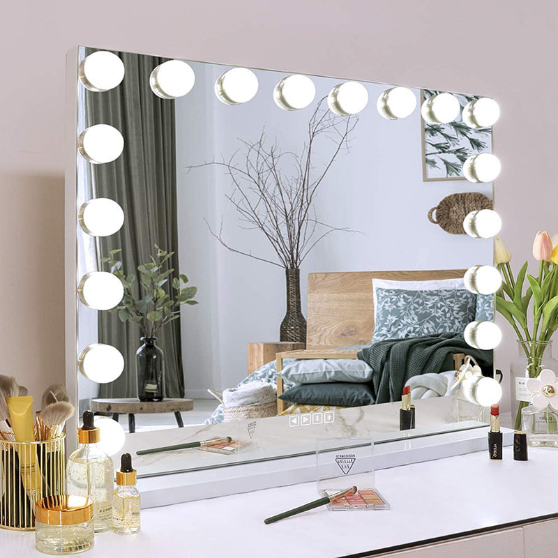 Miroir rectangulaire en métal à DEL Bluetooth