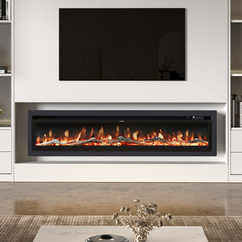 Ketilfrith Electric Fireplace with Remote Included, 12 Flame Colours, and 1800W, 34.1cm H x 177.8cm W x 14.2cm D