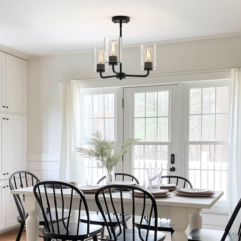 Agnella 3-Light Flush Mounted Pendant Lighting Chandelier For Hallway Loft Kitchen Bar Close To Ceiling, Clear
