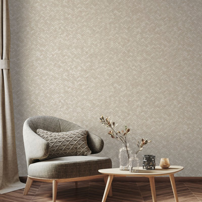 Papier peint tressé à motif géométrique en jute