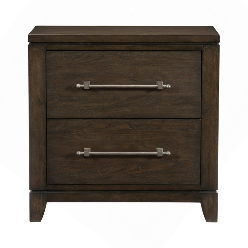 Table de chevet pour chambre à coucher avec 2 tiroirs - brun foncé moderne et contemporain 2 po