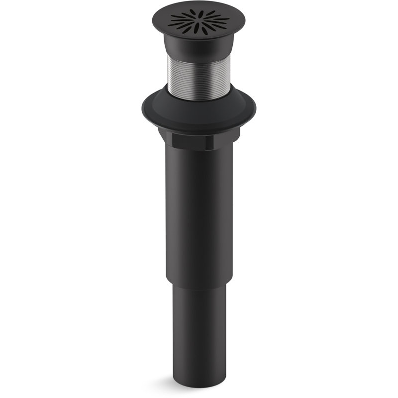 Decorative 1.25" Grid Bathroom Sink Drain Without Overflow, Matte Black