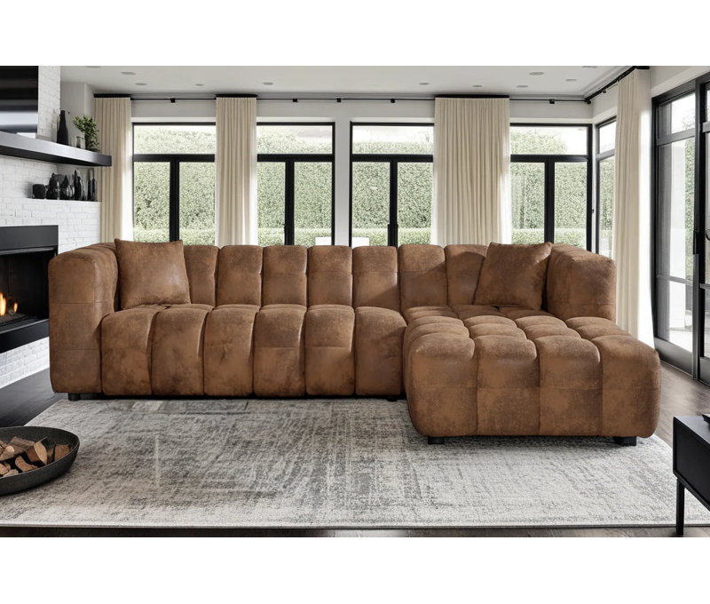 5 Seater Corner Sofa , Right Hand Facing, Brown