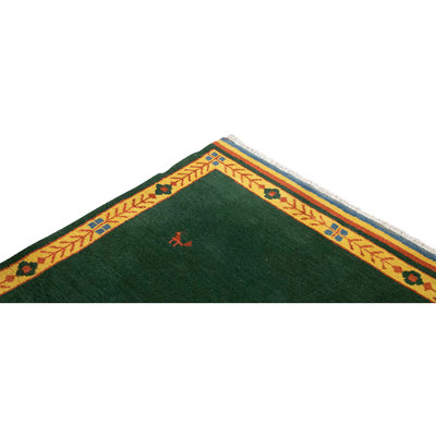 High-Quality Hand-Knotted Green Area Rug