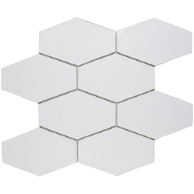 Long Hex 10.60in.x11 in. Glass Mosaic Tile, Marsh Matte