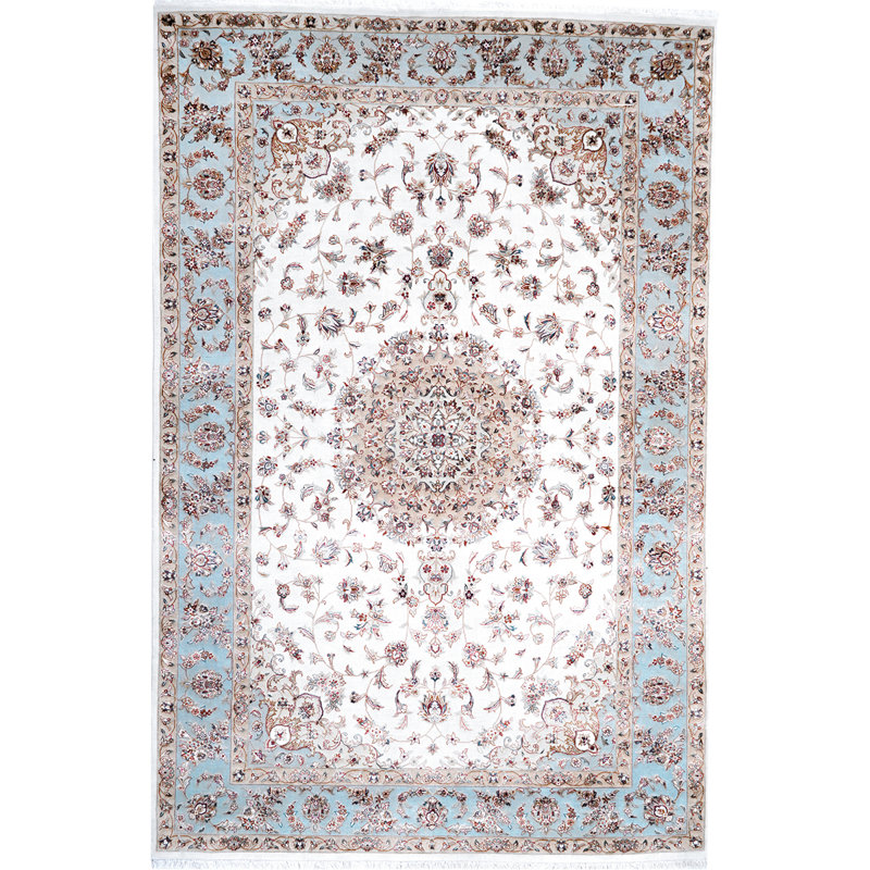 Tapis oriental ivoire / brun clair noué à la main Oriental, Rectangle 4 pi x 6 pi