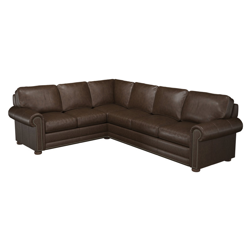Sopheak Upholstered L-Shaped Sectional, Right Facing, Charcoal Genuine Leather