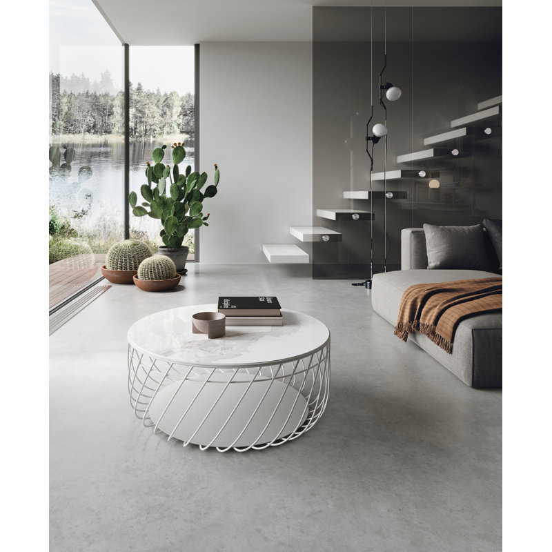 Davein Coffee Table, White, Carrara marble