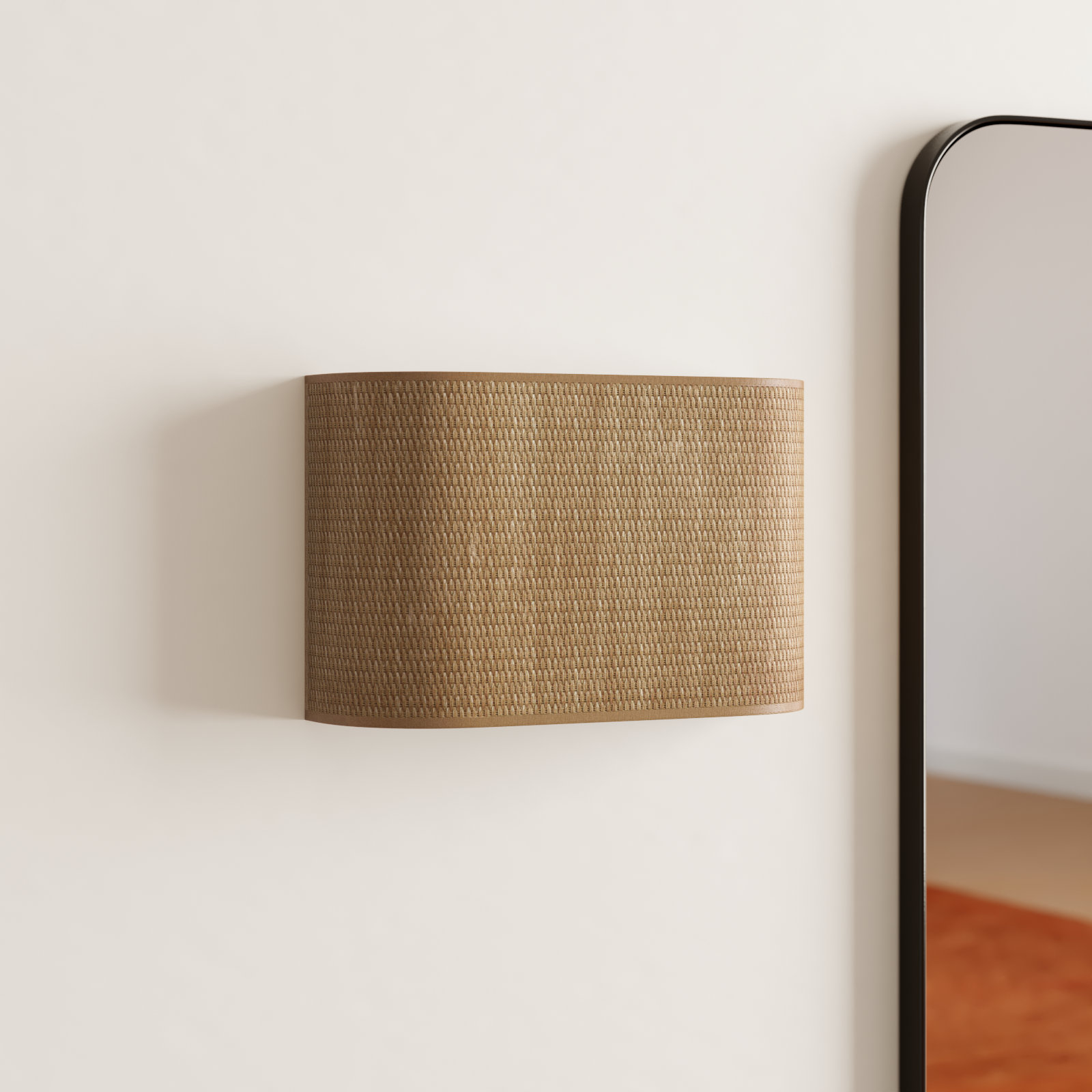 Cress Single Light Flush Mount Sconce, Grasscloth