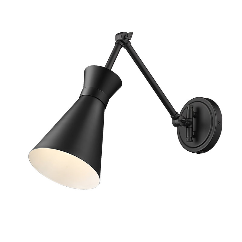 Xaine Steel Swing Arm Sconce, Matte Black, Matte Black