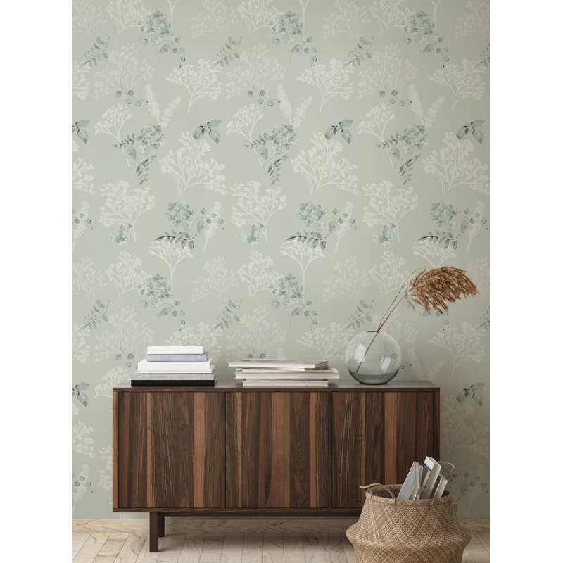 Papier peint adhésif Breezy Blooms, Sauge
