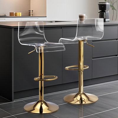 Ensemble de 3 tabourets de bar transparents, tabourets de bar pivotants en acrylique, tabouret de bar transparent, hauteur de tabouret de bar réglable, chaises de bar modernes pour la cuisine, la salle à manger