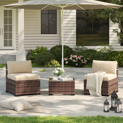 2-Person Outdoor Seating Group With Cushions by Latitude Run