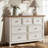 7 Drawer Dresser In Distressed Beige, Vintage American Style