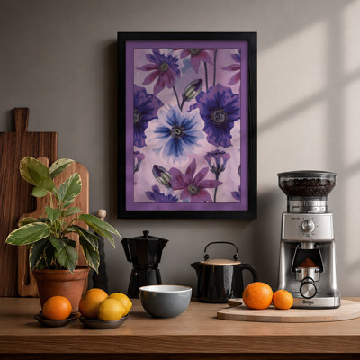 Purple Daisy Sprinkle Botanical - Framed Print