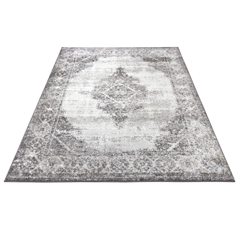 Shine Cream/Black Rug, Rectangular 57 x 90cm