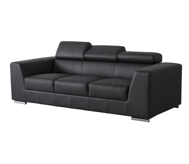 Canapé à accoudoirs carrés en cuir véritable 87 po Icon, Cuir véritable noir