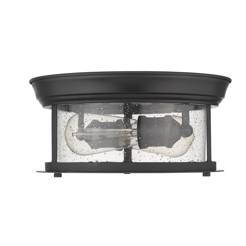 Canale Glass Flush Mount, Matte Black, 5.5"H x 11"W x 11"D