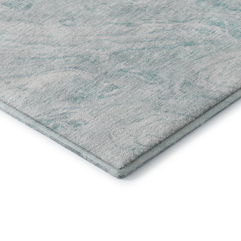 Premium Machine Washable Cerrito Teal Rug, Runner 2'3" x 7'6"