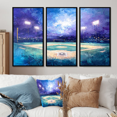 Baseball Field At Night IV - Sport Baseball Wall Art Set