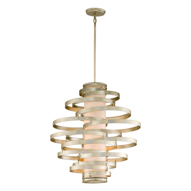 Lustre géométrique unique à 4 lumières Vertigo, Argent moderne, 4
