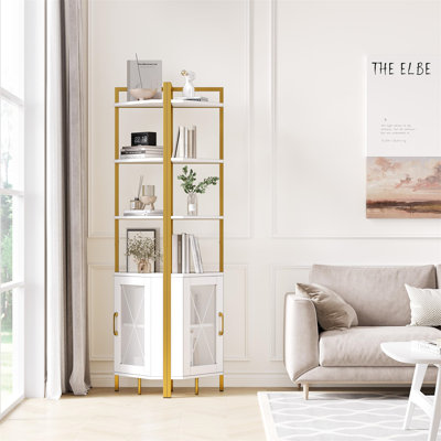 Bibian 181cm H x 32cm W Metal Corner Bookcase